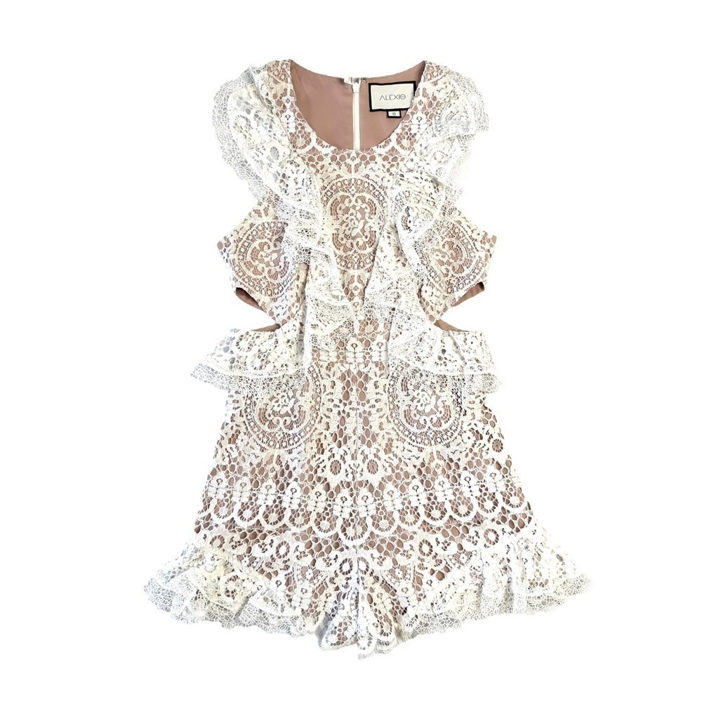 ALEXIS | Bar Lace Ruffle Romper - Picture 2 of 9